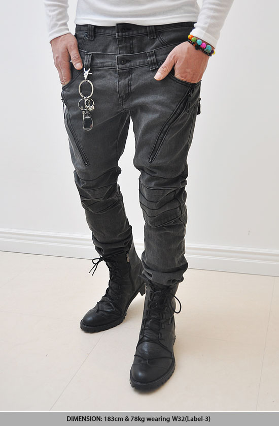 Doublelayered Baggy Washed GrayJeans 52 Fast Fashion Mens Clothes Online